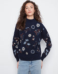 All Over Embroidered Mock Neck Sweater