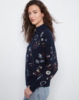 All Over Embroidered Mock Neck Sweater