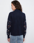 All Over Embroidered Mock Neck Sweater