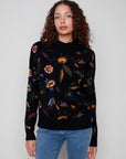 All Over Embroidered Mock Neck Sweater