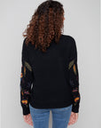 All Over Embroidered Mock Neck Sweater
