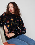 All Over Embroidered Mock Neck Sweater