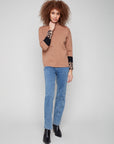 Sweater With Leopard Sleeve Detail