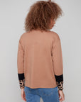 Sweater With Leopard Sleeve Detail