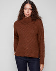 Cowl Neck Sweater With Diagonal Cable