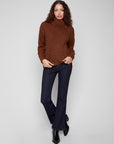 Cowl Neck Sweater With Diagonal Cable