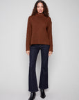 Cowl Neck Sweater With Diagonal Cable