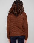 Cowl Neck Sweater With Diagonal Cable