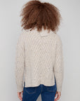 Cowl Neck Sweater With Diagonal Cable