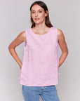 Sleeveless Linen Blend Top With Side Ties