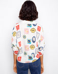 Printed Linen Blend Front-Tie Blouse