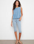 Tencel Sleeveless Scalloped Top