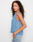 Tencel Sleeveless Scalloped Top