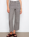 Gingham Cropped Linen Blend Pants