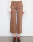 Cropped Wide Leg Twill Pants