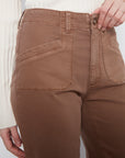 Cropped Wide Leg Twill Pants