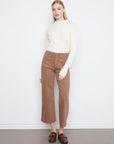 Cropped Wide Leg Twill Pants