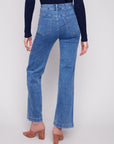 Stretch Denim with Embellished Buttons