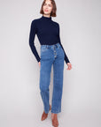 Stretch Denim with Embellished Buttons