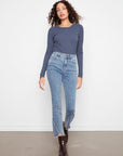 Slim Leg Tulip Hem Studded Jeans