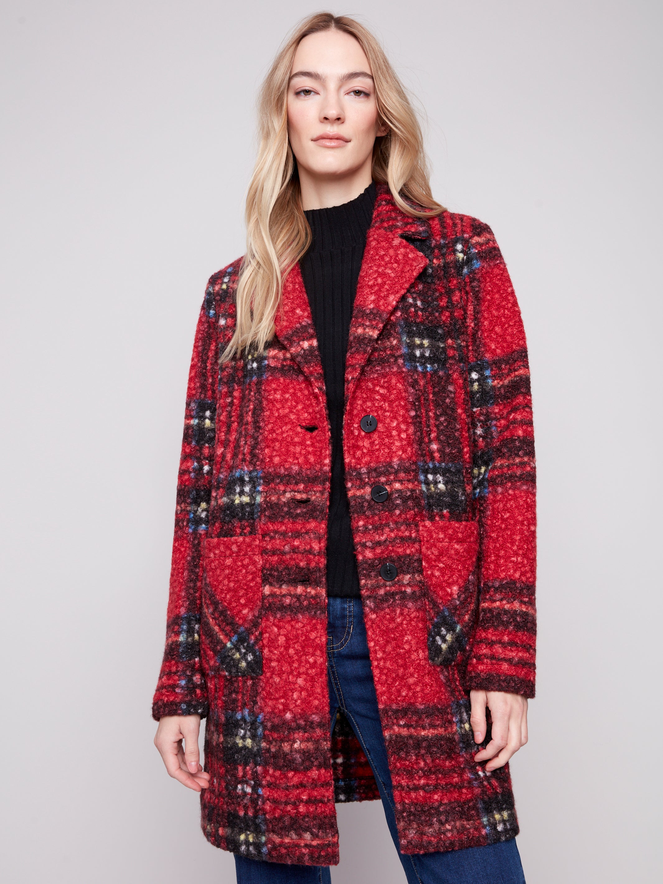 Plaid Boucle Long Coat – koko b boutique