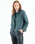 Clara Sunwoo Liquid Leather Button Pocket Jacket