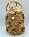 Daisy Straw Bucket Bag