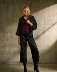 Joseph Ribkoff Leather Kick Flare Pant