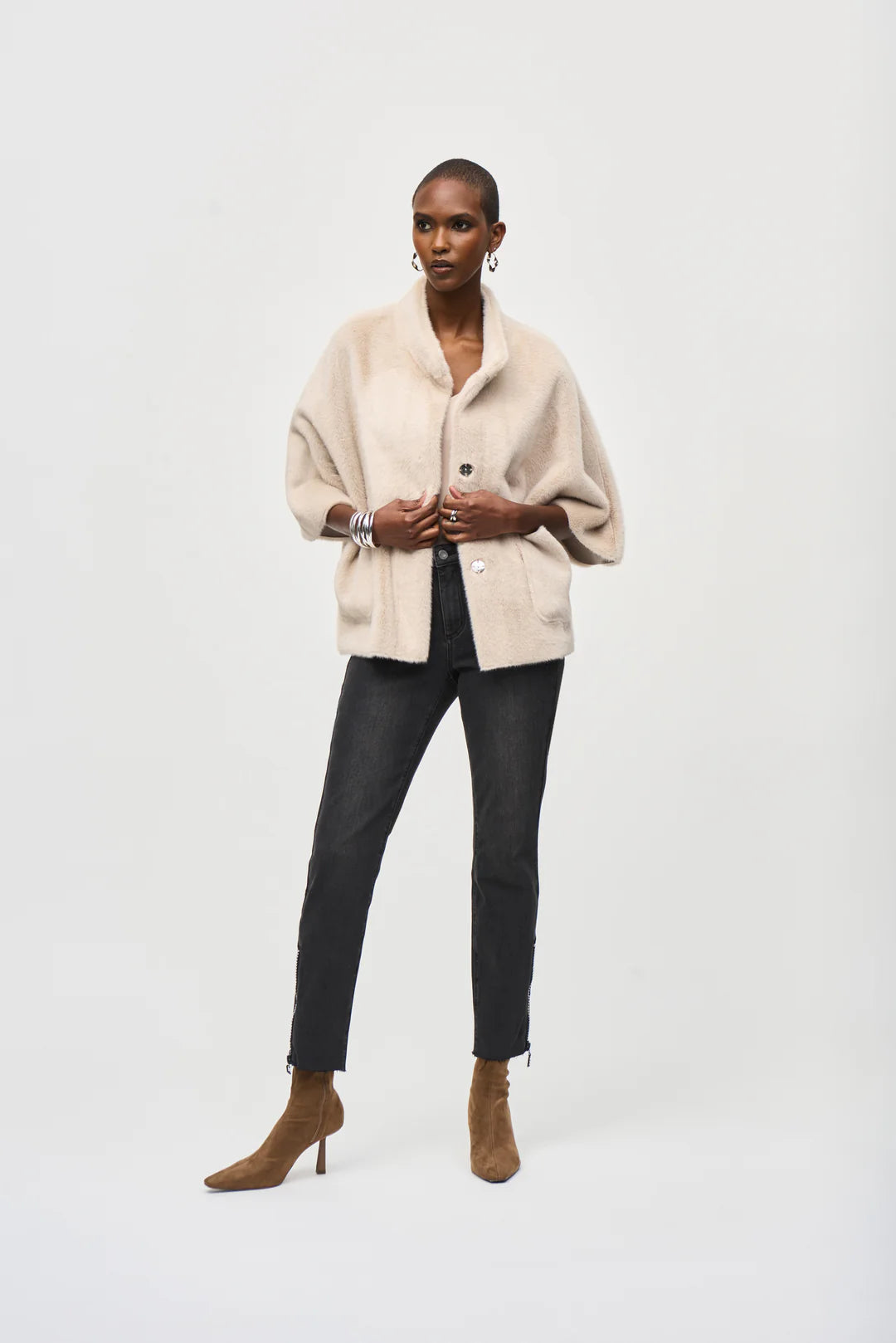 Joseph Ribkoff Suede Fur Jacket