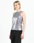 Clara Sunwoo Glitter Foil Jewel Neck Tank