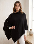 Convertible Button Detail Asymmetrical Poncho