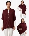 Convertible Button Detail Asymmetrical Poncho