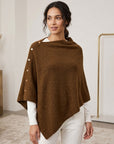 Convertible Button Detail Asymmetrical Poncho