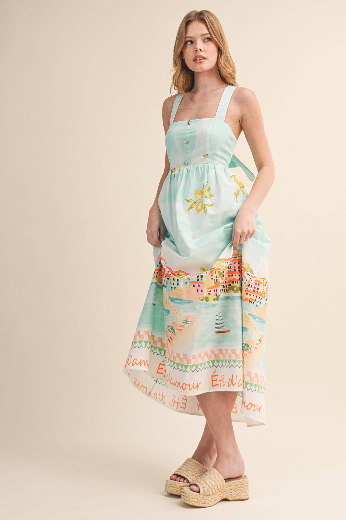 LANDSCAPE PRINT MIDI DRESS