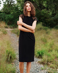 Clara Sunwoo Mesh Cap Sleeve Midi Dress