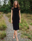 Clara Sunwoo Mesh Cap Sleeve Midi Dress