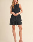Tiered Floral Lace Flounce Hem Mini Dress