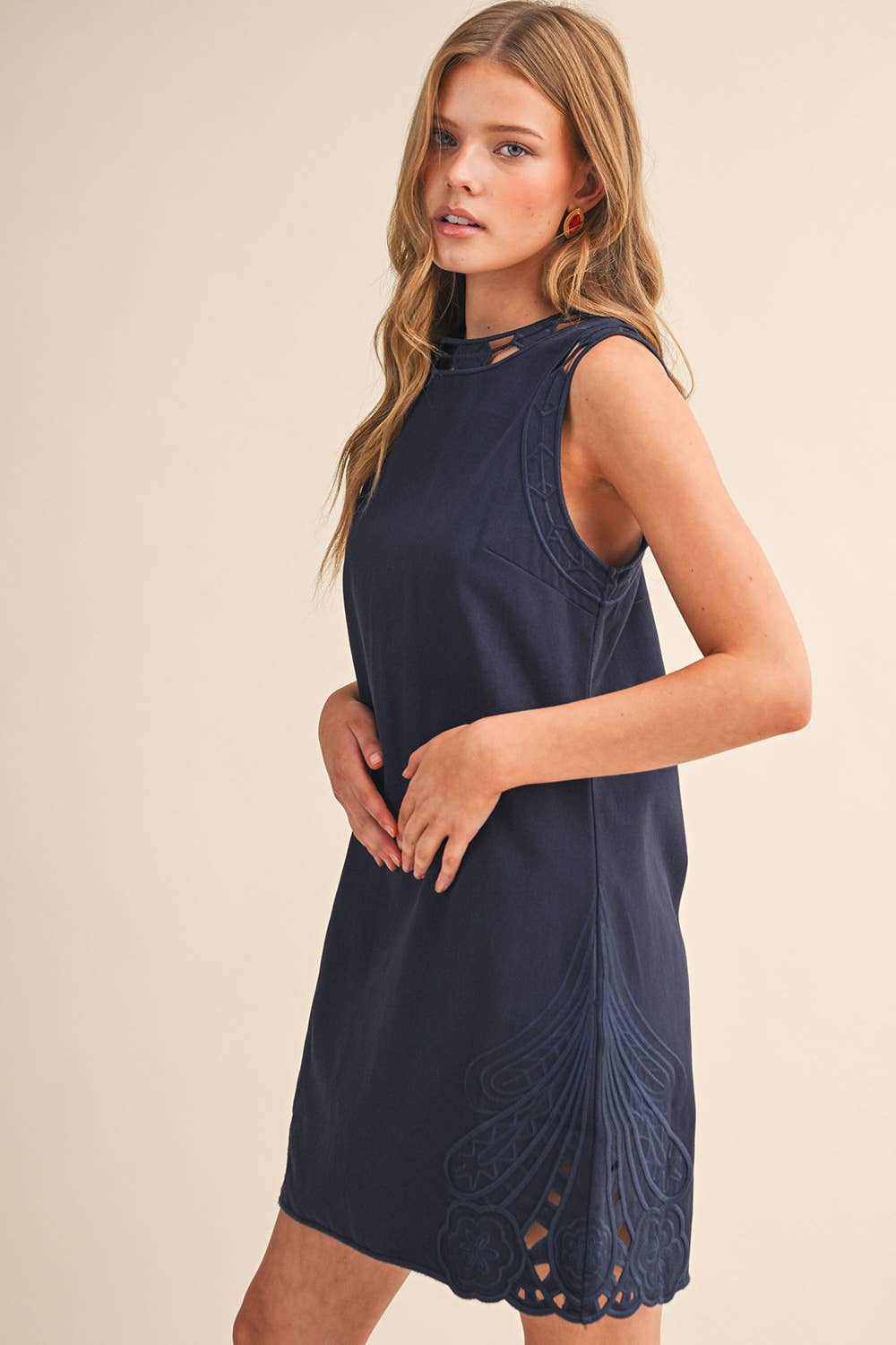 Embroidered Shift Dress