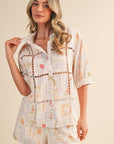 Ladder Trim Button Top & Shorts Set