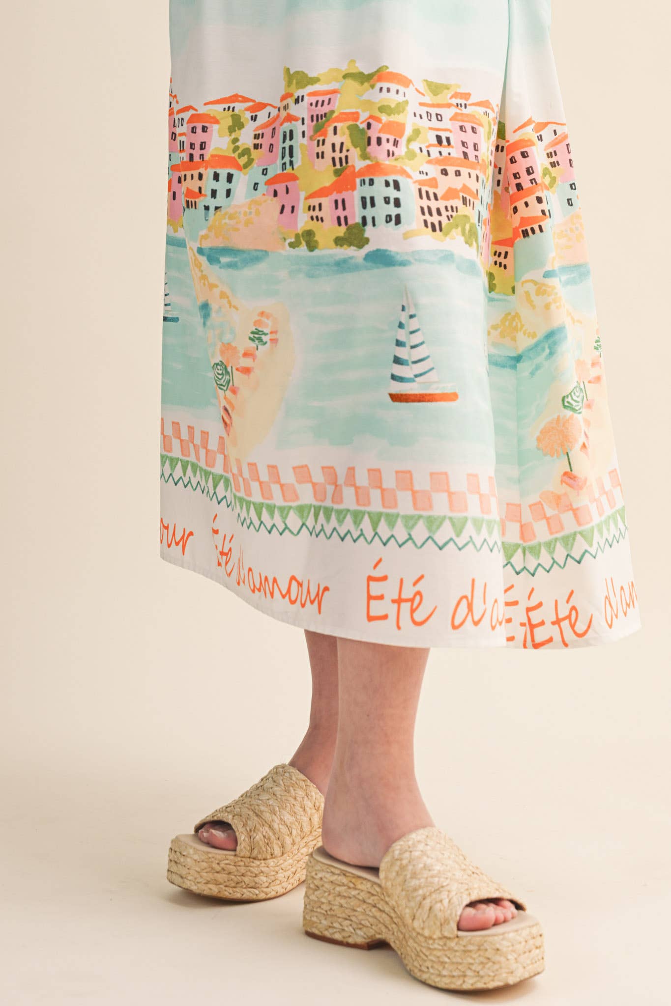 LANDSCAPE PRINT MIDI DRESS