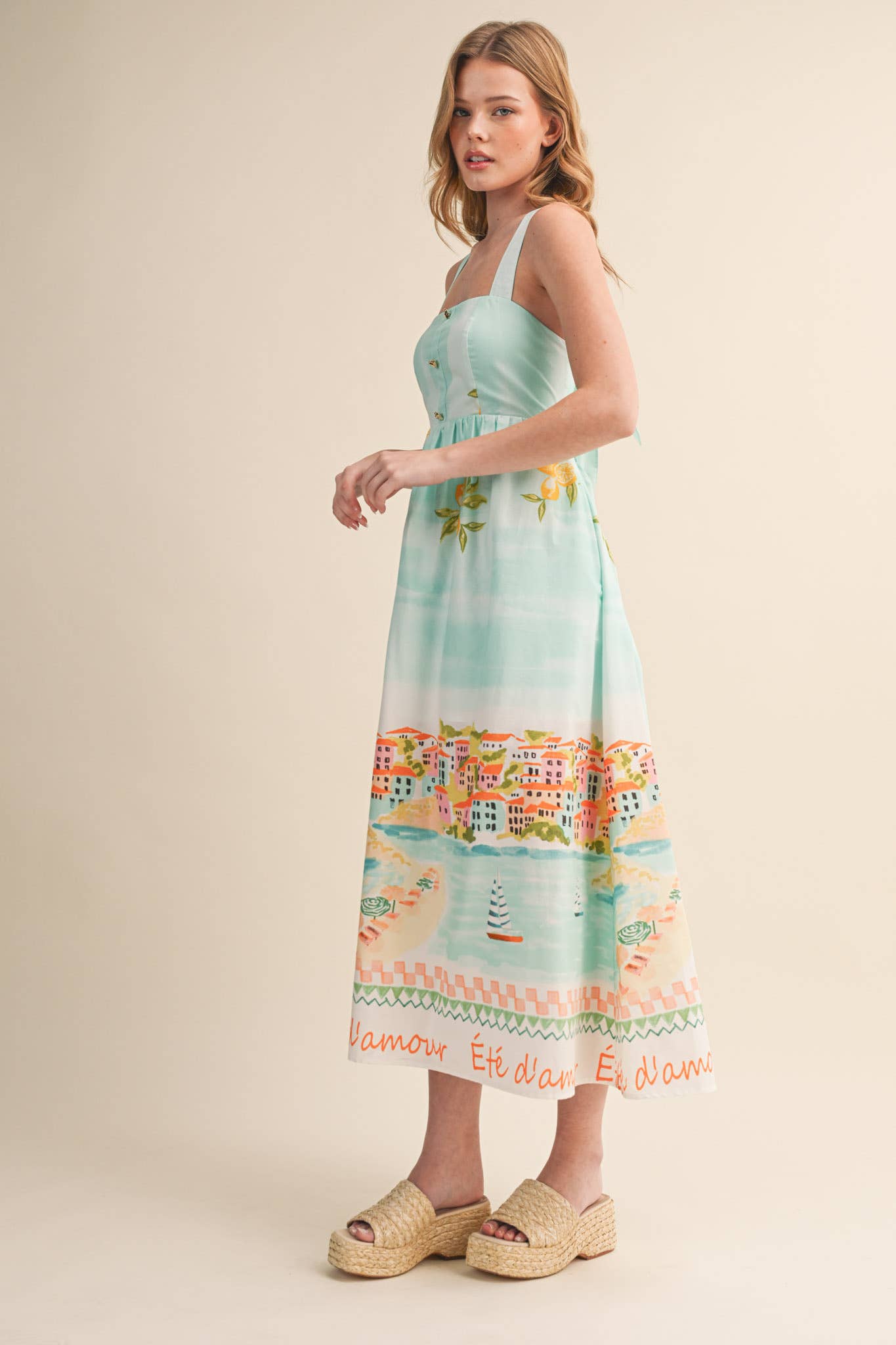 LANDSCAPE PRINT MIDI DRESS
