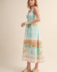 LANDSCAPE PRINT MIDI DRESS