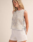 Floral Crochet Tank With Side Ties