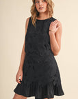 Tiered Floral Lace Flounce Hem Mini Dress