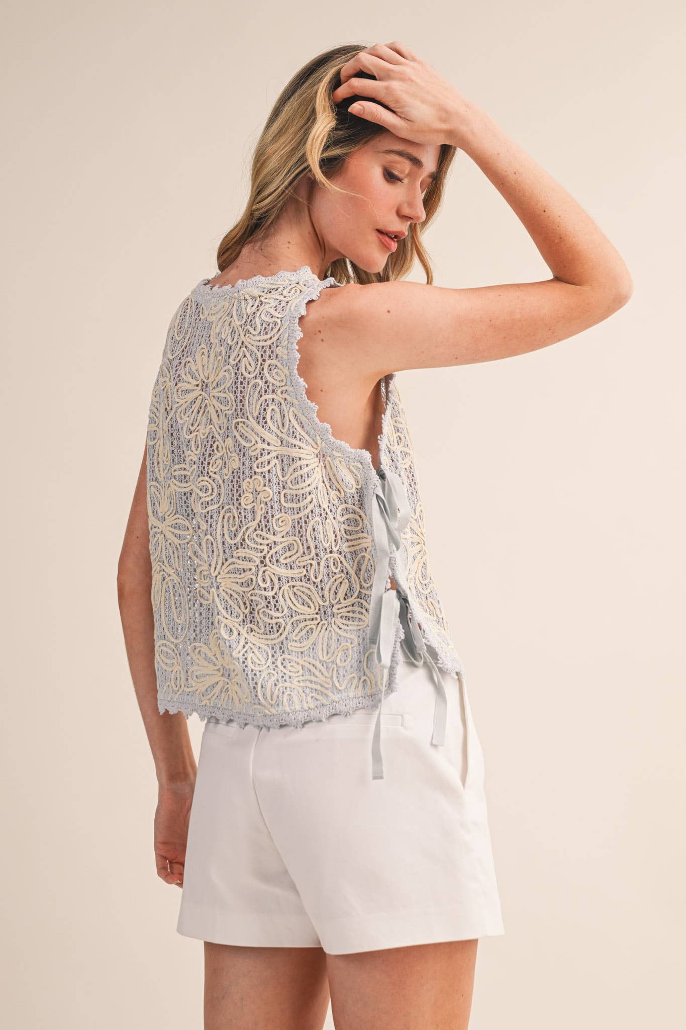 Floral Crochet Tank With Side Ties
