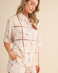 Ladder Trim Button Top & Shorts Set