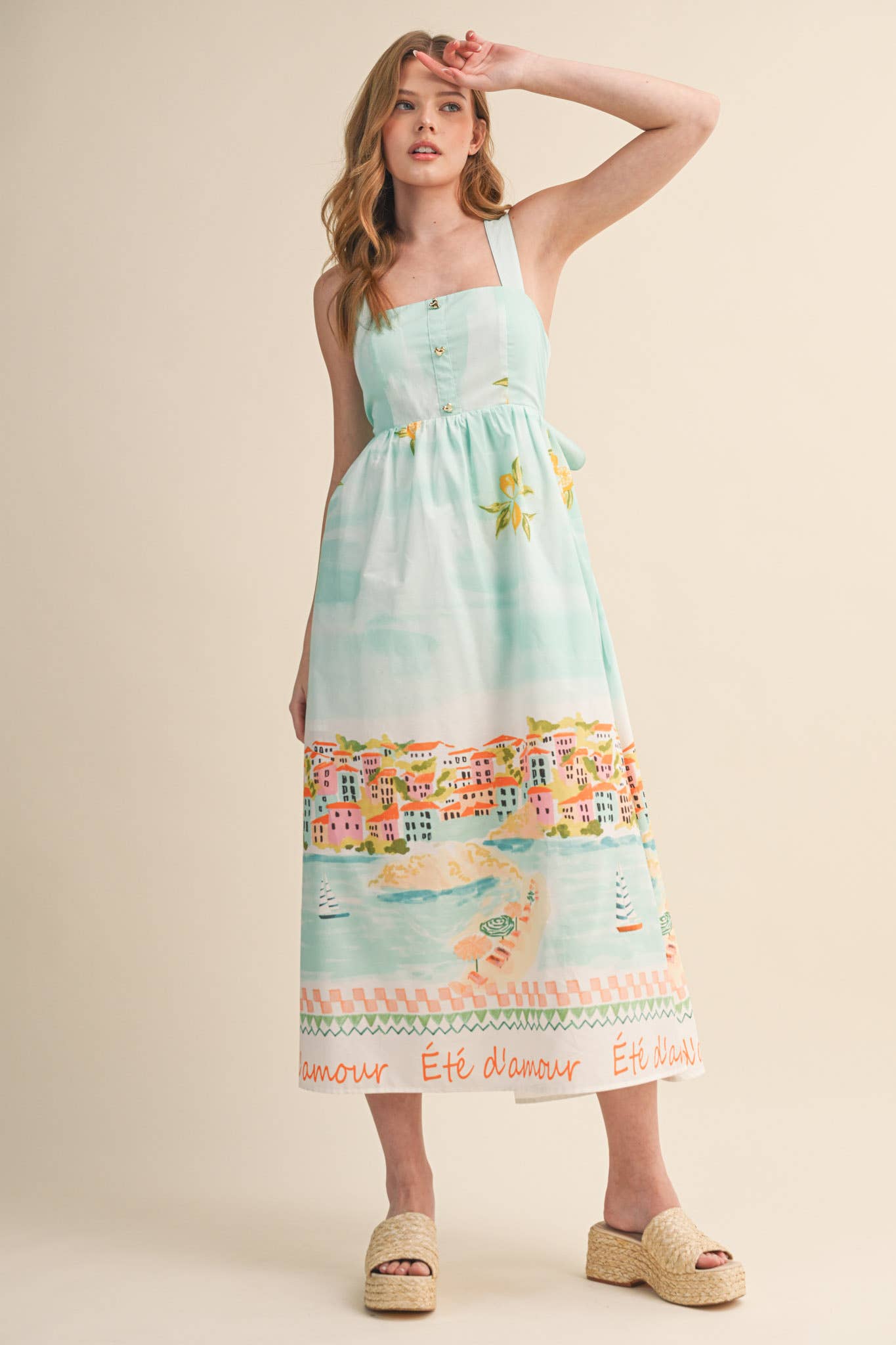 LANDSCAPE PRINT MIDI DRESS