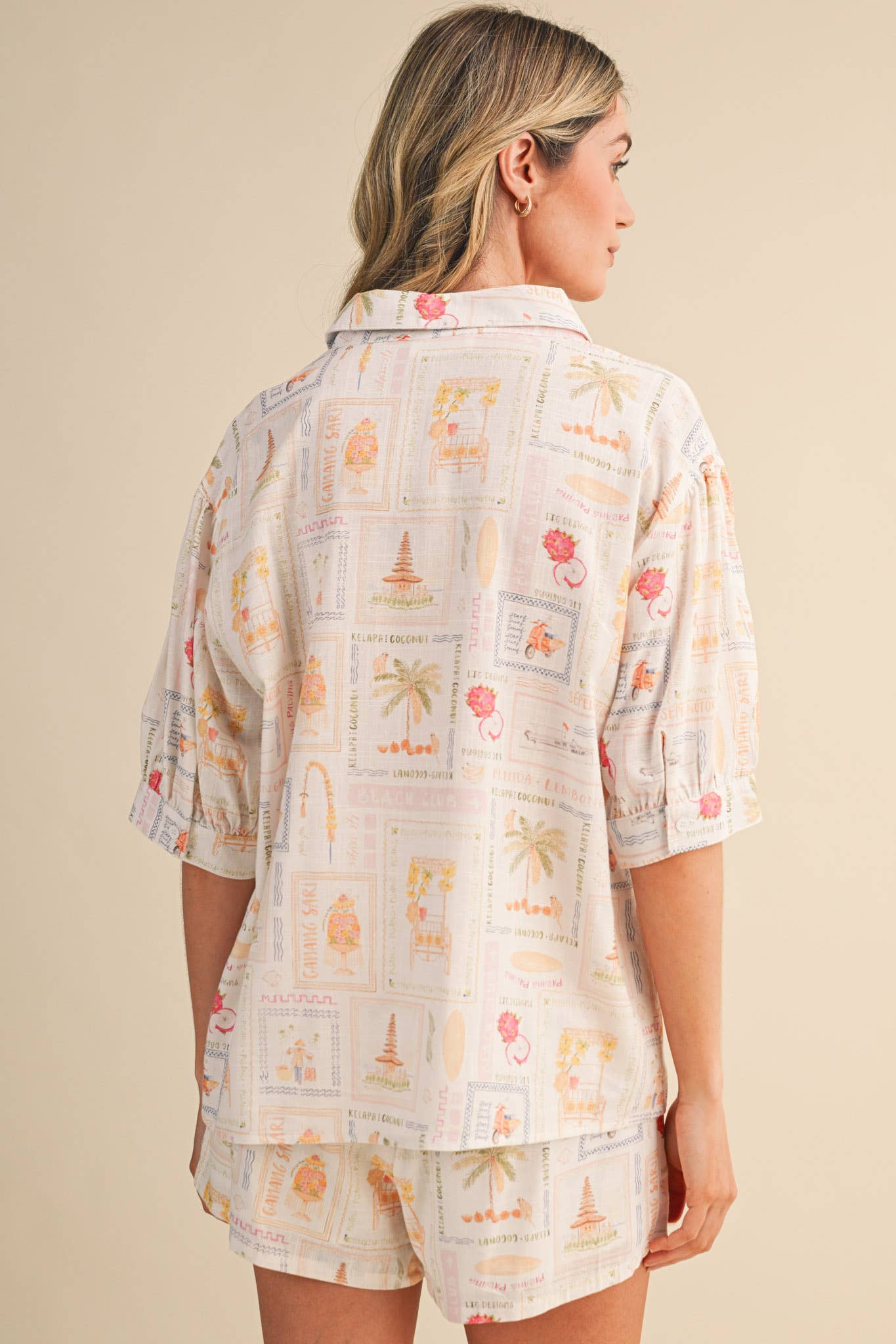 Ladder Trim Button Top &amp; Shorts Set