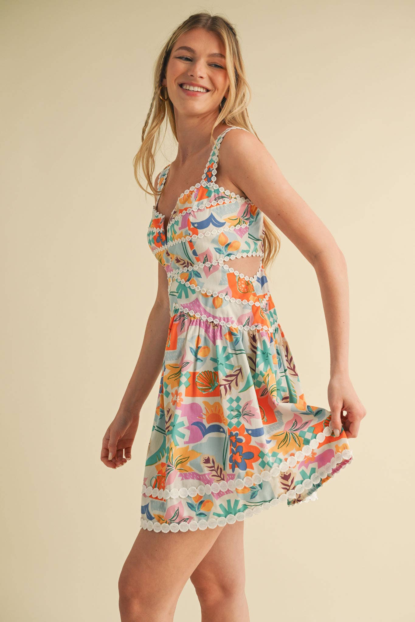 CUT OUT LACE TRIM DRESS