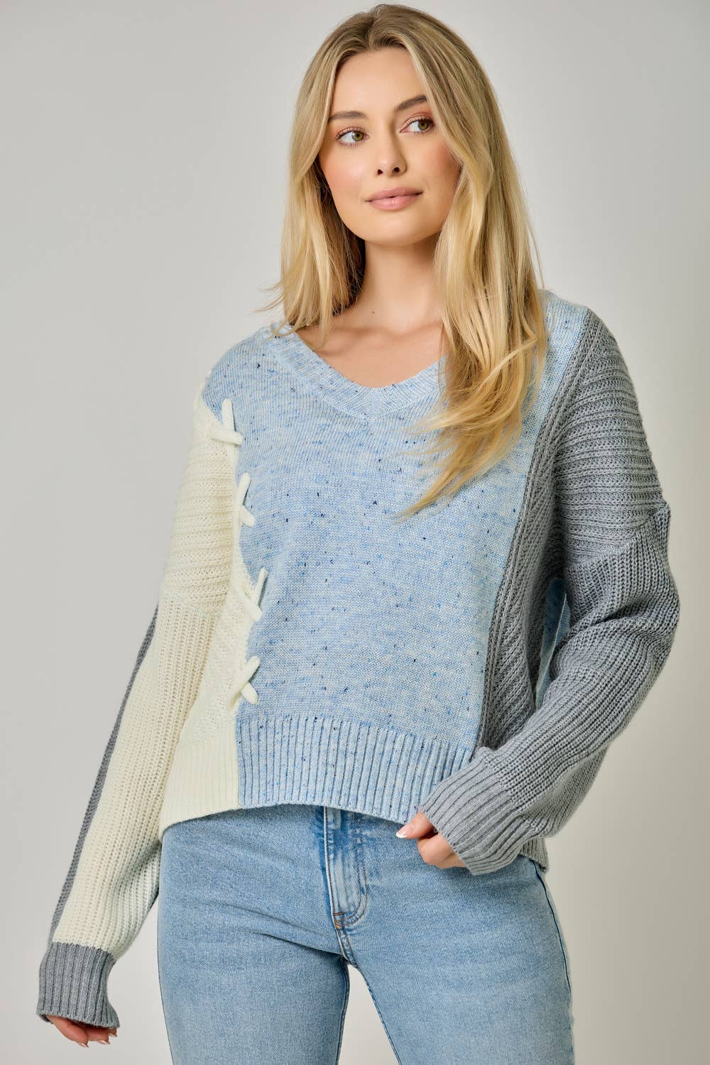 Sky Color Blocked Sweater